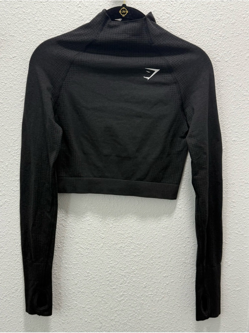 Gymshark Top Womens Black Vital Seamless 2.0 Crop Long Sleeve Sz(M)